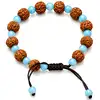 Bratara snur Rudraksha Amazonit, pietre naturale, reglabila unisex albastru