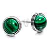 Cercei mici piatra Malachit, naturală 10 mm verde, surub inoxidabili