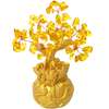Copacul banilor Citrin, obiect feng shui cu mantre pentru bani, pietre semiprețioase galben 18 cm