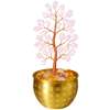 Copac Cuarț roz în vasul abundenței, pentru prosperitate, metal de calitate, 17 cm