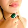 Inel Agat verde, piatra ovala mare 2.5 cm, inoxidabil si reglabil