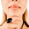 Inel Goldenstone, piatra protecție si inspiratie, oval reglabil, inoxidabil, dimensiune piatra 2,5 cm