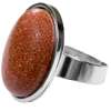 Inel Piatra Soarelui, reglabil pentru mai multe mărimi, otel inoxidabil, piatra ovala 25 mm