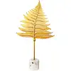Decor frunză ferigă, aurie metal 23 cm