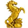 Cal in doua picioare cu sac de bani, statueta feng shui 2026 pentru reusite si bogăție, auriu