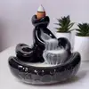 Fantana Fum Pepite, suport de aromaterapie conuri parfumate backflow, ceramica 9 cm negru