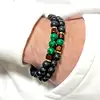 Set 2 brățări roca vulcanica malachit, femei si barbati, elastic