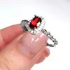 Inel Granat, piatra stabilității, Argint 925, 6 mm roșu reglabil