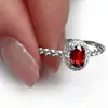Inel Granat, piatra stabilității, Argint 925, 6 mm roșu reglabil