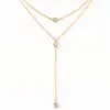 Colier dublu choker cu trei strasuri cristal elegant