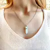 Pandantiv Opal sau Piatra Lunii, cristal hexagonal 34 mm dublu vârf