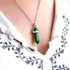 Pandantiv Jad verde, piatra armoniei, cristal natural hexagonal 34 mm dublu vârf 