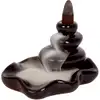 Fantana fum backflow, 3 pietre Zen simbol al relaxarii, set suport cu 2 conuri fumigene parfumate cu efect de gheata calda, negru rosu