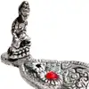 Suport betisoare parfumate Buddha, din metal, 20 cm argintiu