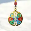 Amuleta tibetană 8 simboluri norocoase pentru multiplicarea norocului, auriu argintiu snur negru