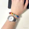 Bratara 7 chakre, pietre semipretioase si argint 925, reglabila unisex multicolor