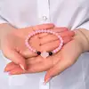 Brățară Cuart roz cu trifoi norocos cu 4 foi