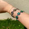 Bratara 6 pietre Mother of Pearl, piatra nacru sidef forma patrat, multicolor incuietoare toggle reglabila