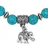 Bratara elefant cu trompa in sus piatra turcoaze, amuleta de prosperitate, femei barbati, elastica verde