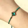 Bratara snur si cruciulita, albastru verde, reglabila 
