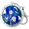 Breloc rinocer si elefant, amuleta protectie accidente, furturi si tradare, metal de calitate, albastru
