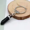Breloc Obsidian Negru, piatra concentrării și eliberării energiilor negative, metal solid argintiu, 6 cm