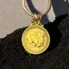 Breloc zodia Șobolan cu Wu Lou, amuletă pentru sănătate și protectie, metal solid auriu 6 cm