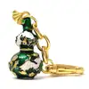 Breloc  Wu Lou cu cocori, amuletă feng shui pentru sănătate și armonie în familie, metal verde 8.5 cm