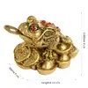 Broasca Feng Shui cu pietre rosii si monede, talisman pentru bani, noroc si bogatie in casa, statueta auriu 55 mm