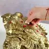Broasca Feng Shui XXL cu pietre rosii si monede, obiect decor tip amuleta pentru bani si bogatie, statueta pusculita 20-23 cm 