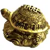 Broasca testoasa feng shui cu ideograme pe carapace, amuleta norocoasa pentru stabilitate si longevitate, statueta aurie
