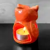 Bufnita suport lumanari si uleiuri esentiale, difuzor aromaterapie din ceramica, HEM, culoare portocaliu