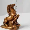 Cal in doua picioare pe val, statueta feng shui pentru victorie si depasirea obstacolelor, auriu