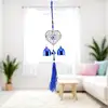 Clopoței de vânt Feng Shui cu inimă și ochi protector, potriviți pentru casă, birou sau mașină 