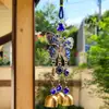 Clopotei metalici de vant cu fluture si ochi magic norocos, decoratiune casa si gradina cu simboluri de relatii armonioase, 26 cm