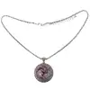 Colier Ametist, pandantiv cu lantisor tip tennis argintiu ajustabil, piatra 3.5 cm mov picatura