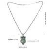 Colier Aventurin pandantiv bufnita, lantisor tip tennis argintiu ajustabil, piatra 3.5 cm verde
