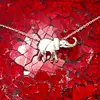 Colier elefant trompa in sus și piatra lunii, lantisor argintiu