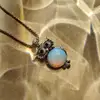 Pandantiv Cuart Opal bufnita, lantisor tennis, piatra 3.5 cm