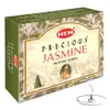 Conuri parfumate Iasomie, gama HEM profesional Jasmine pentru atmosfera placuta, 10 conuri aromaterapie (25g) suport metalic inclus