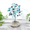 Copac Lapis Lazuli si Turcoaz, pietre pentru echilibru si succes, suport piatra naturala handmade 15 cm albastru