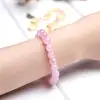 Set Bratara Cuart roz cu felicitare personalizata, pietre semipretioase rotunde elastica