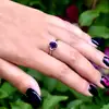 Inel Ametist, piatra fericirii 8 mm oval mov ajustabil