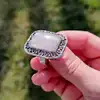 Inel Cristal de Stâncă, piatra memoriei, formă pătrată albă 2 cm