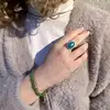 Inel aventurin, piatra norocului și șanselor, formă rotundă sau ovală verde, reglabil