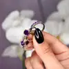 Inel Ametist, piatra fericirii 8 mm oval mov ajustabil
