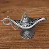 Lampa magica a lui Aladin, gravura florala sculptata in metal de calitate, obiect decor argintiu