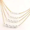 Colier perle multilayer, gablont cu patru randuri de lantisoare cu perle albe