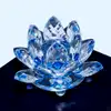 Lotus albastru decoratiune din cristal de sticla tip nufar, amuleta feng shui pentru armonie, 8 cm