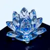 Lotus albastru, decoratiune din cristal de sticla tip nufar, amuleta pentru armonie, 8 cm